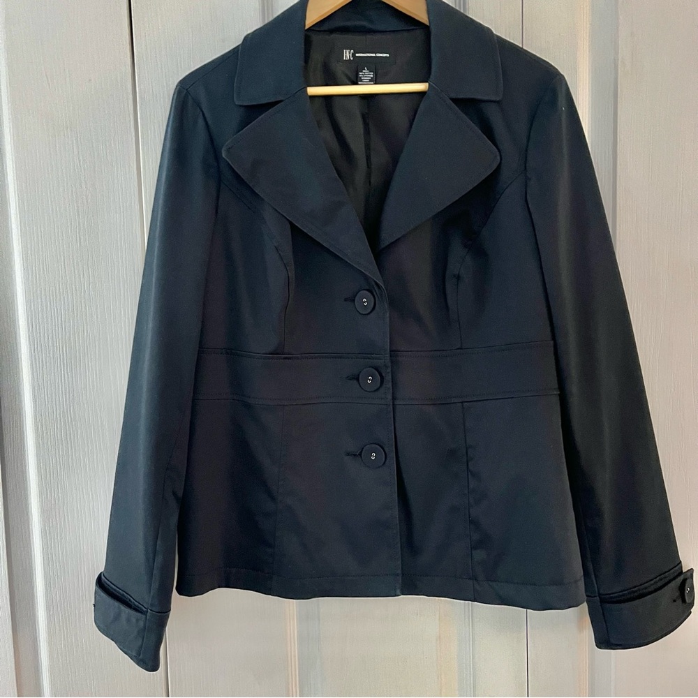 Inc International Concepts Midnight Blue Button Front Women Jacket Size L